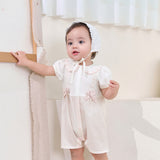 Dave&Bella Summer Baby Girls Pink White Striped Casual Comfortable Lightweight Romper