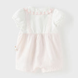 Dave&Bella Summer Baby Girls Pink White Striped Casual Comfortable Lightweight Romper