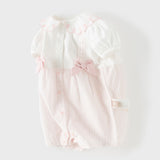 Dave&Bella Summer Baby Girls Pink White Striped Casual Comfortable Lightweight Romper