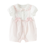 Dave&Bella Summer Baby Girls Pink White Striped Casual Comfortable Lightweight Romper