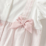 Dave&Bella Summer Baby Girls Pink White Striped Casual Comfortable Lightweight Romper