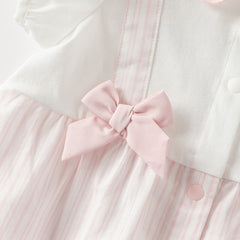 Dave&Bella Summer Baby Girls Pink White Striped Casual Comfortable Lightweight Romper