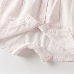 Dave&Bella Summer Baby Girls Pink White Striped Casual Comfortable Lightweight Romper