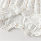 Dave&Bella Summer Baby Girls Cute Butterfly Print White Comfortable Indoor Rompers