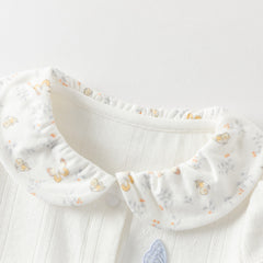 Dave&Bella Summer Baby Girls Cute Butterfly Print White Comfortable Indoor Rompers