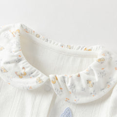 Dave&Bella Summer Baby Girls Cute Butterfly Print White Comfortable Indoor Rompers