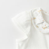 Dave&Bella Summer Baby Girls Cute Butterfly Print White Comfortable Indoor Rompers