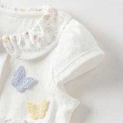 Dave&Bella Summer Baby Girls Cute Butterfly Print White Comfortable Indoor Rompers