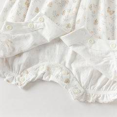 Dave&Bella Summer Baby Girls Cute Butterfly Print White Comfortable Indoor Rompers