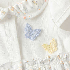 Dave&Bella Summer Baby Girls Cute Butterfly Print White Comfortable Indoor Rompers