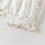 Dave&Bella Summer Baby Girls Cute Butterfly Print White Comfortable Indoor Rompers