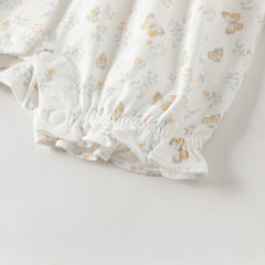 Dave&Bella Summer Baby Girls Cute Butterfly Print White Comfortable Indoor Rompers