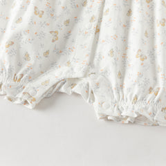 Dave&Bella Summer Baby Girls Cute Butterfly Print White Comfortable Indoor Rompers