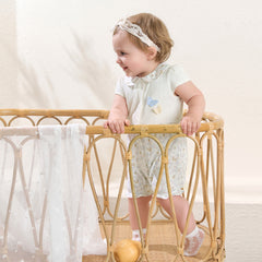 Dave&Bella Summer Baby Girls Cute Butterfly Print White Comfortable Indoor Rompers