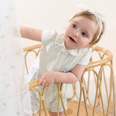 Dave&Bella Summer Baby Girls Cute Butterfly Print White Comfortable Indoor Rompers