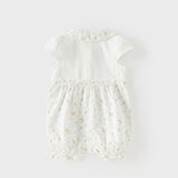 Dave&Bella Summer Baby Girls Cute Butterfly Print White Comfortable Indoor Rompers