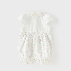 Dave&Bella Summer Baby Girls Cute Butterfly Print White Comfortable Indoor Rompers