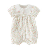 Dave&Bella Baby Girls Summer Cute Squirrel Print Beige Cotton Breathable Indoor Rompers