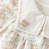 Dave&Bella Baby Girls Summer Cute Squirrel Print Beige Cotton Breathable Indoor Rompers