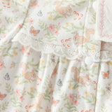 Dave&Bella Baby Girls Summer Cute Squirrel Print Beige Cotton Breathable Indoor Rompers