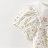 Dave&Bella Baby Girls Summer Cute Squirrel Print Beige Cotton Breathable Indoor Rompers