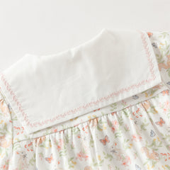 Dave&Bella Baby Girls Summer Cute Squirrel Print Beige Cotton Breathable Indoor Rompers