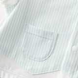 Dave&Bella Baby Boys Summer Blue White Striped Casual Soft Round Collar Rompers