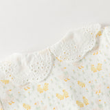 Dave&Bella Baby Girls Summer Cute Duck Print Beige Breathable Cotton Rompers