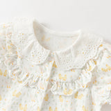 Dave&Bella Baby Girls Summer Cute Duck Print Beige Breathable Cotton Rompers
