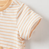 Dave&Bella Summer Baby Boys Orange White Striped Cotton Casual One-piece Rompers