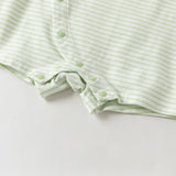 Dave&Bella Summer Baby Boys Green Striped Cute Frog Design Soft Lightweight Romper
