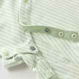 Dave&Bella Summer Baby Boys Green Striped Cute Frog Design Soft Lightweight Romper
