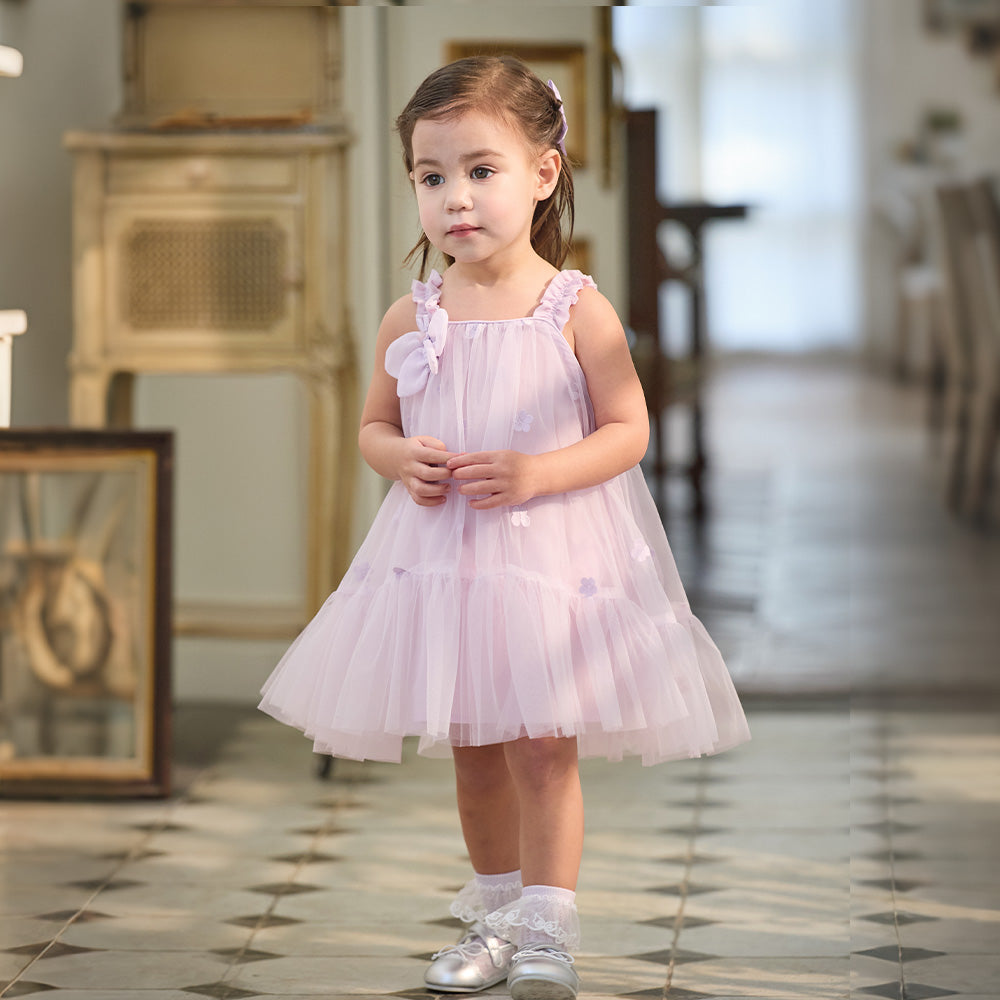 Dave&Bella Summer Toddler Girls Purple Pink 3D Butterfly Elegant Mesh A-Line Party Dress