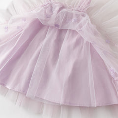 Dave&Bella Summer Toddler Girls Purple Pink 3D Butterfly Elegant Mesh A-Line Party Dress
