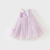 Dave&Bella Summer Toddler Girls Purple Pink 3D Butterfly Elegant Mesh A-Line Party Dress