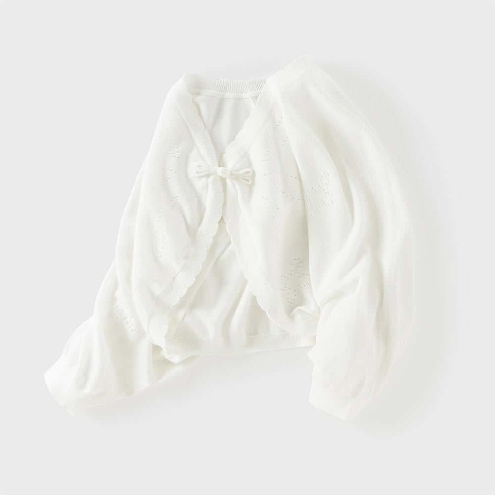 Dave&Bella Toddler Girls Summer White Lightweight Batwing Sleeve Sweater Cardigans