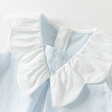 Dave&Bella Summer Toddler Girls Blue Soft Stylish V-neck Sleeveless Top Shorts Sets