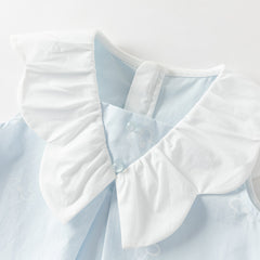 Dave&Bella Summer Toddler Girls Blue Soft Stylish V-neck Sleeveless Top Shorts Sets