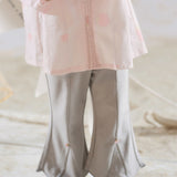 Dave&Bella Toddler Girls Summer Fashion Versatile Light Grey Slim Flared Comfortable Pants