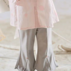 Dave&Bella Toddler Girls Summer Fashion Versatile Light Grey Slim Flared Comfortable Pants