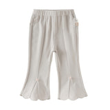 Dave&Bella Toddler Girls Summer Fashion Versatile Light Grey Slim Flared Comfortable Pants