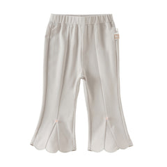 Dave&Bella Toddler Girls Summer Fashion Versatile Light Grey Slim Flared Comfortable Pants