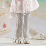 Dave&Bella Toddler Girls Summer Fashion Versatile Light Grey Slim Flared Comfortable Pants
