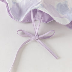 Dave&Bella Summer Toddler Girls Purple Floral Print Soft Cotton Fisherman Sun Hats