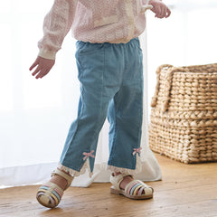 Dave&Bella Toddler Girls Summer Denim Blue Lightweight Soft Straight-leg Casual Jeans