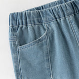 Dave&Bella Toddler Girls Summer Denim Blue Lightweight Soft Straight-leg Casual Jeans