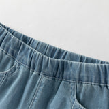 Dave&Bella Toddler Girls Summer Denim Blue Lightweight Soft Straight-leg Casual Jeans