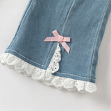 Dave&Bella Toddler Girls Summer Denim Blue Lightweight Soft Straight-leg Casual Jeans