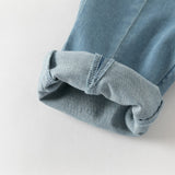 Dave&Bella Toddler Girls Summer Denim Blue Lightweight Soft Straight-leg Casual Jeans
