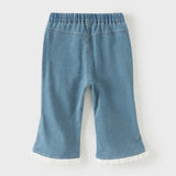 Dave&Bella Toddler Girls Summer Denim Blue Lightweight Soft Straight-leg Casual Jeans